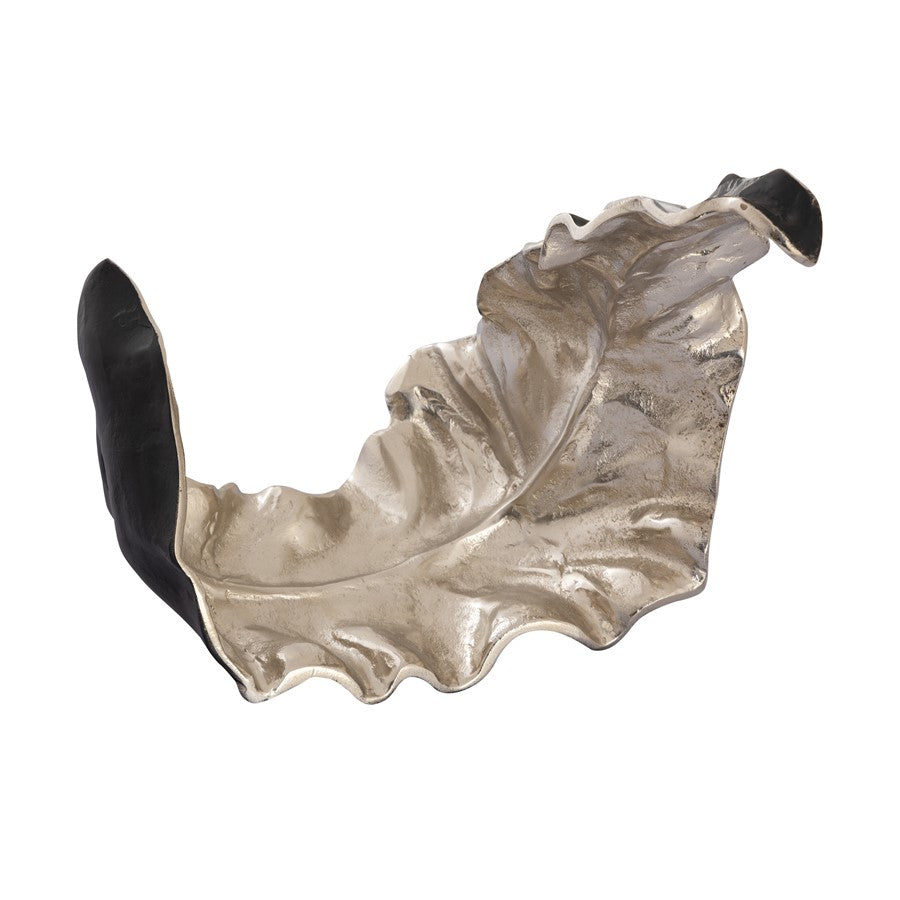 Atlas Lighting Lamina Leaf Object | Silver and Black Metal Tabletop Decor | Living Room & Office Shelf Accent | 18.5 x 9.75 x 14 in | Model AC11424-01