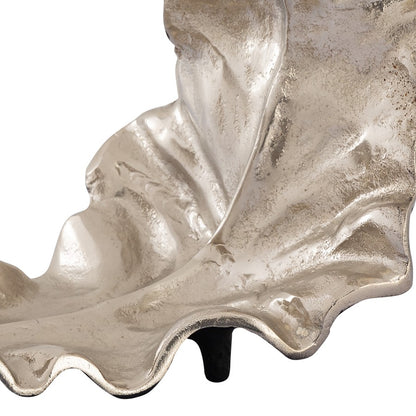 Atlas Lighting Lamina Leaf Object | Silver and Black Metal Tabletop Decor | Living Room & Office Shelf Accent | 18.5 x 9.75 x 14 in | Model AC11424-01