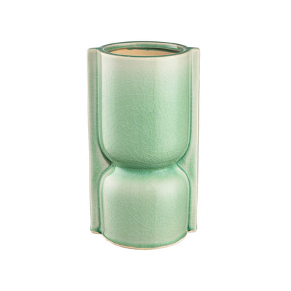 Atlas Lighting Leddy Small Vase | Light Green Crackled Earthenware | Living Room & Entryway Table Decor | 5.5 x 4.25 x 9 in | Model AC11426-01