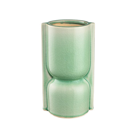 Atlas Lighting Leddy Small Vase | Light Green Crackled Earthenware | Living Room & Entryway Table Decor | 5.5 x 4.25 x 9 in | Model AC11426-01