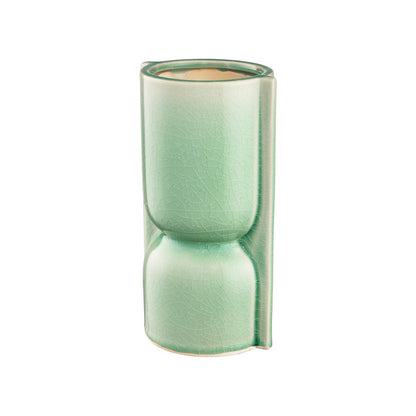 Atlas Lighting Leddy Small Vase | Light Green Crackled Earthenware | Living Room & Entryway Table Decor | 5.5 x 4.25 x 9 in | Model AC11426-01