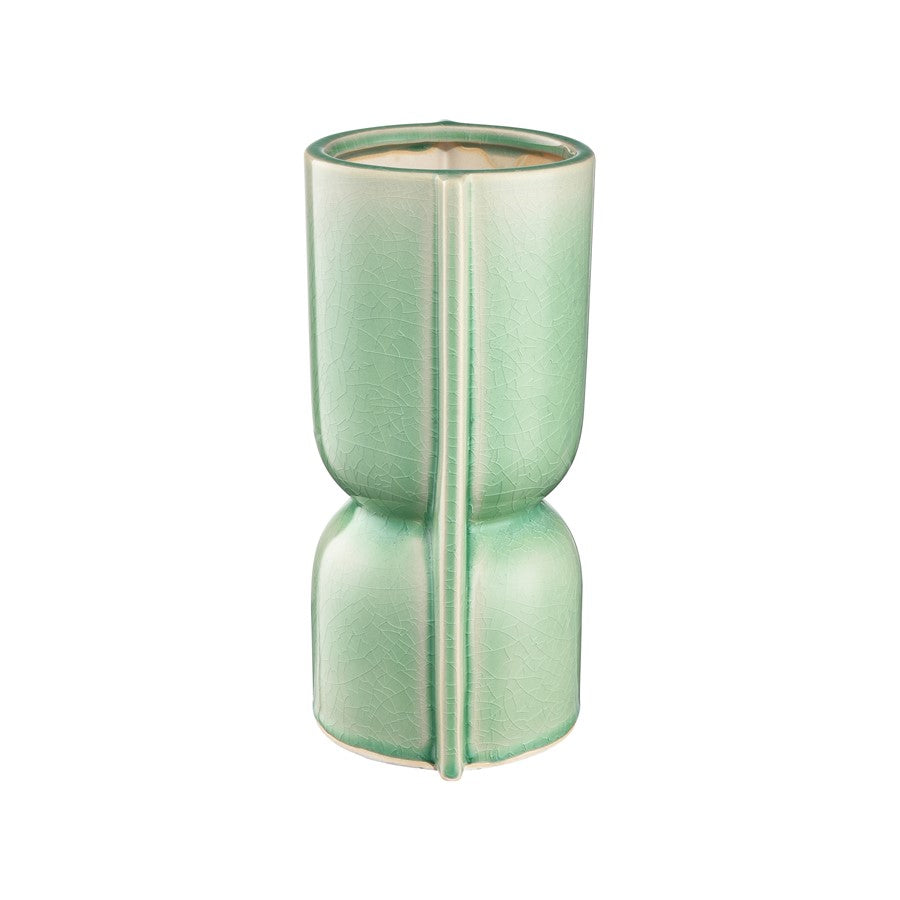 Atlas Lighting Leddy Small Vase | Light Green Crackled Earthenware | Living Room & Entryway Table Decor | 5.5 x 4.25 x 9 in | Model AC11426-01