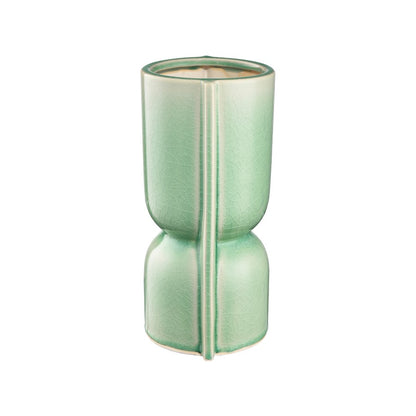 Atlas Lighting Leddy Small Vase | Light Green Crackled Earthenware | Living Room & Entryway Table Decor | 5.5 x 4.25 x 9 in | Model AC11426-01