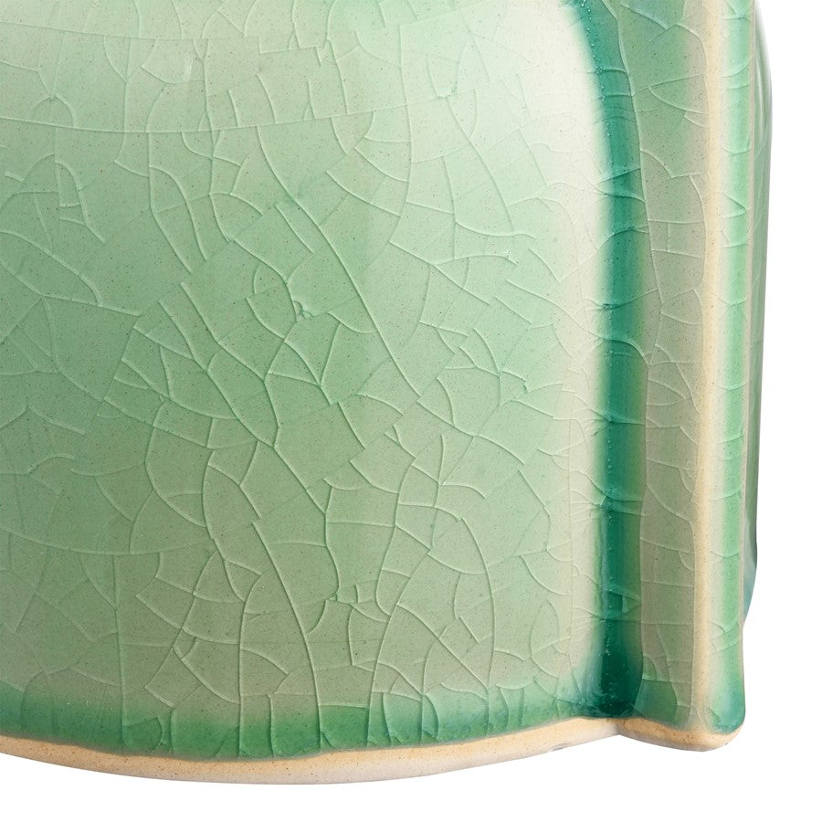 Atlas Lighting Leddy Small Vase | Light Green Crackled Earthenware | Living Room & Entryway Table Decor | 5.5 x 4.25 x 9 in | Model AC11426-01