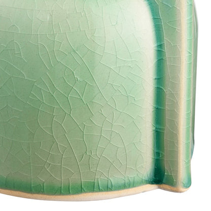 Atlas Lighting Leddy Small Vase | Light Green Crackled Earthenware | Living Room & Entryway Table Decor | 5.5 x 4.25 x 9 in | Model AC11426-01