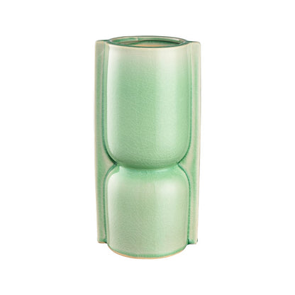 Atlas Lighting Leddy Large Vase | Light Green Crackled Earthenware | Living Room & Entryway Table Decor | 6 x 4.75 x 11.75 in | Model AC11426-02
