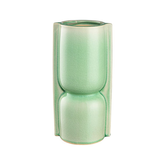 Atlas Lighting Leddy Large Vase | Light Green Crackled Earthenware | Living Room & Entryway Table Decor | 6 x 4.75 x 11.75 in | Model AC11426-02