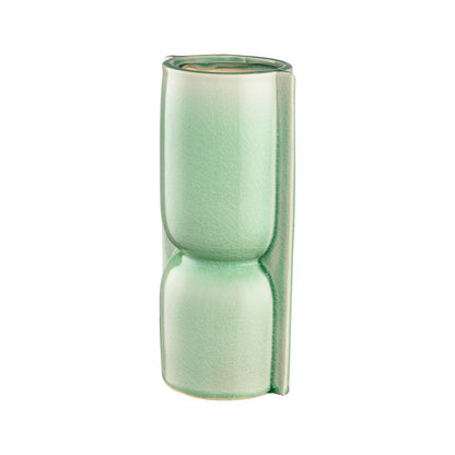 Atlas Lighting Leddy Large Vase | Light Green Crackled Earthenware | Living Room & Entryway Table Decor | 6 x 4.75 x 11.75 in | Model AC11426-02