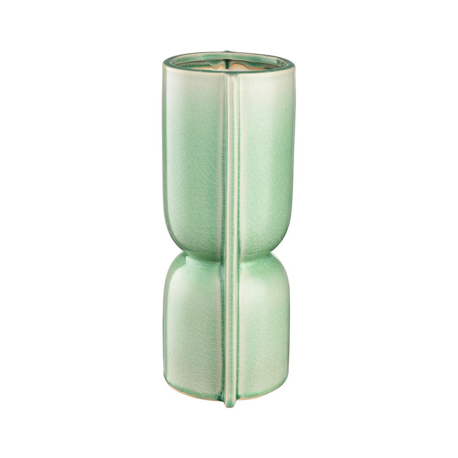 Atlas Lighting Leddy Large Vase | Light Green Crackled Earthenware | Living Room & Entryway Table Decor | 6 x 4.75 x 11.75 in | Model AC11426-02