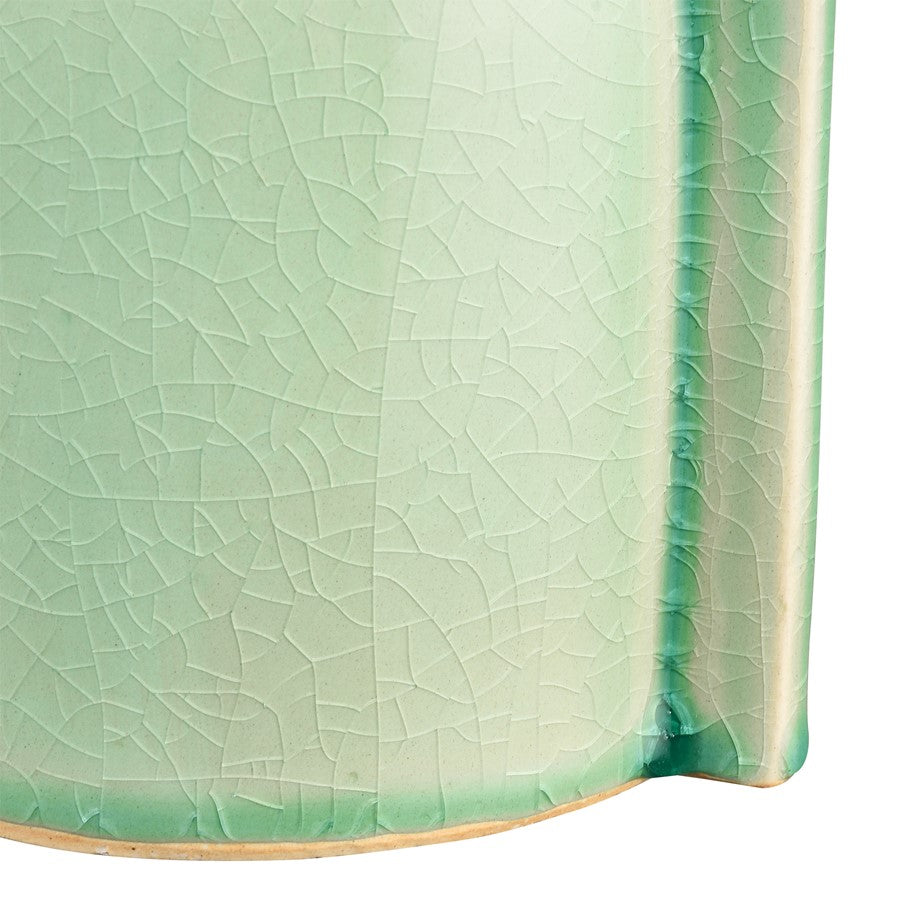 Atlas Lighting Leddy Large Vase | Light Green Crackled Earthenware | Living Room & Entryway Table Decor | 6 x 4.75 x 11.75 in | Model AC11426-02