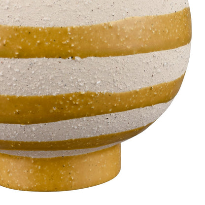 Atlas Lighting Lena Small Vase | Beige and Yellow Striped Earthenware | Living Room & Entryway Table Decor | 5.5 x 5.5 x 5.5 in | Model AC11429-01