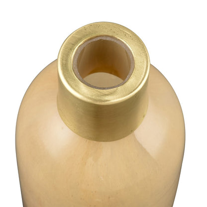Atlas Lighting Leona Tall Vase | Caramel Tan Glass with Brushed Brass Cuff | Entryway & Shelf Decor | 3 x 3 x 8.25 in | Model AC11430-01