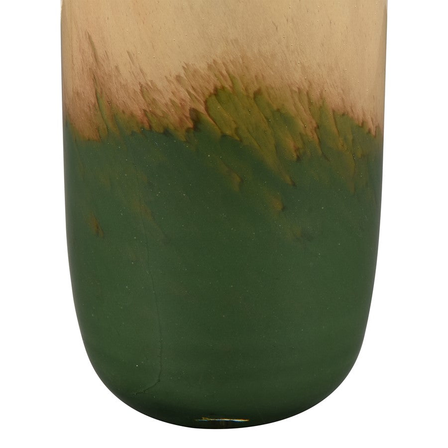 Atlas Lighting Leona Tall Vase | Caramel Tan Glass with Brushed Brass Cuff | Entryway & Shelf Decor | 3 x 3 x 8.25 in | Model AC11430-01