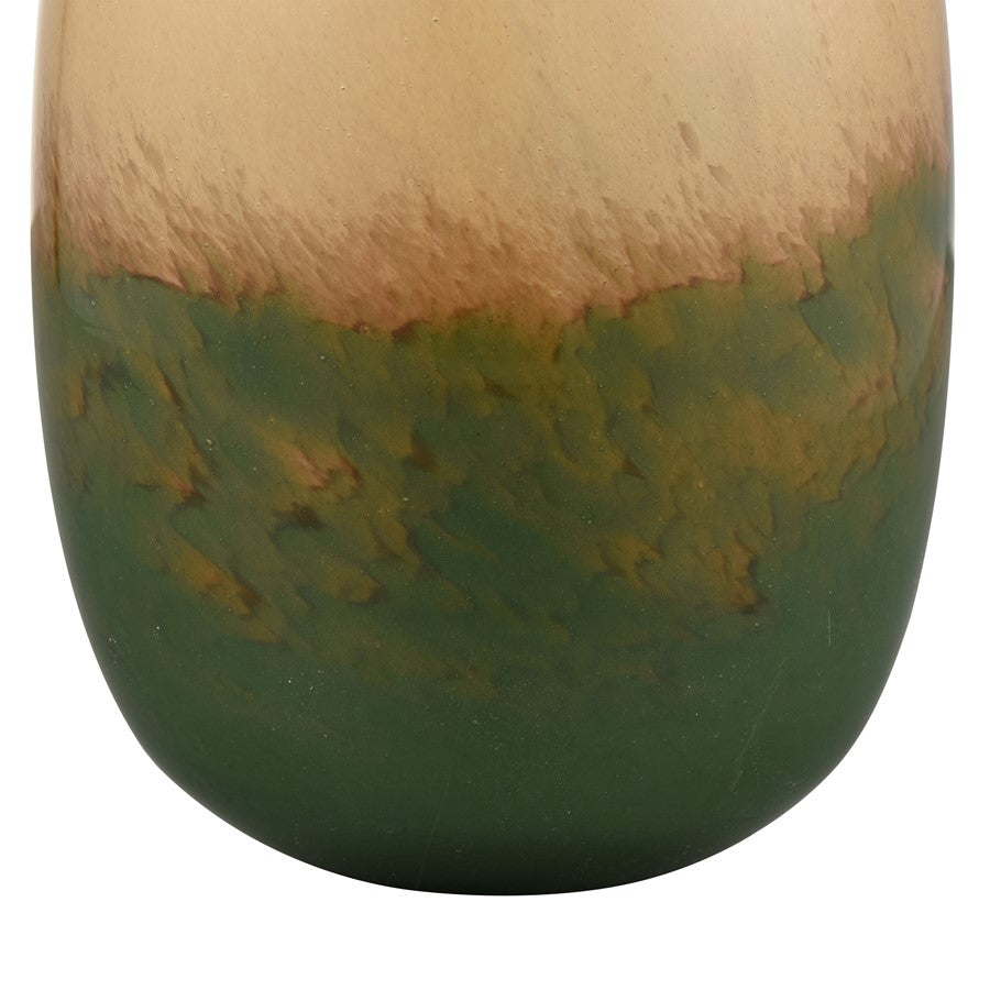 Atlas Lighting Leona Medium Vase | Caramel Tan Glass with Brushed Brass Cuff | Shelf & Table Decor | 3.75 x 3.75 x 7 in | Model AC11430-02