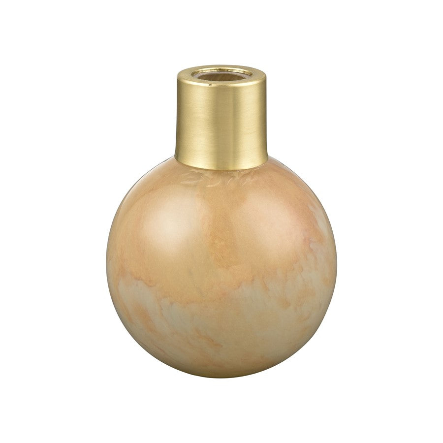 Atlas Lighting Leona Small Vase | Caramel Tan Glass with Brushed Brass Cuff | Shelf & Desk Accent | 3.75 x 3.75 x 5 in | Model AC11431-01