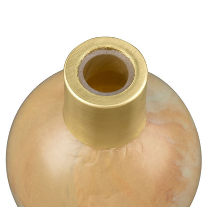 Atlas Lighting Leona Small Vase | Caramel Tan Glass with Brushed Brass Cuff | Shelf & Desk Accent | 3.75 x 3.75 x 5 in | Model AC11431-01