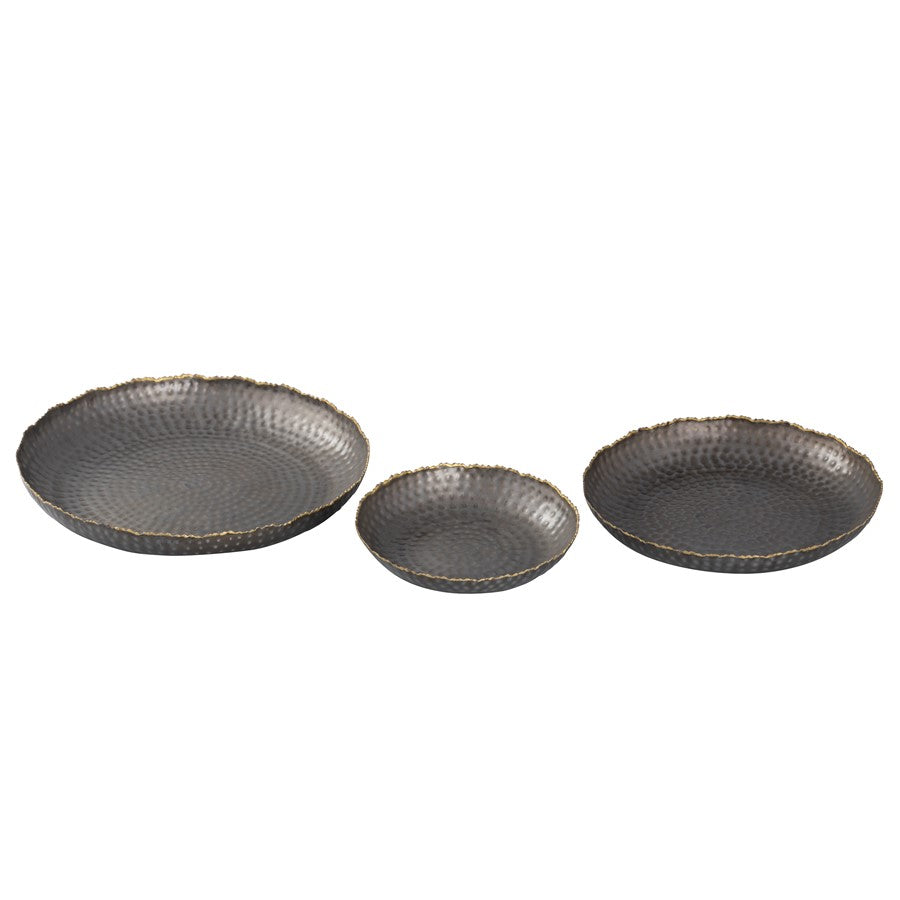 Atlas Lighting Leonard Tray Set of 3 | Bronze and Gold Metal Nesting Trays | Coffee Table & Vanity Organizer | 15 x 15 x 2 in | Model AC11432-01S
