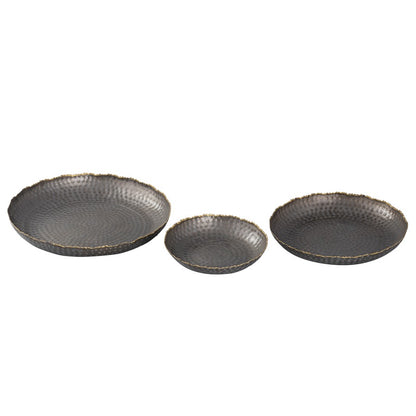 Atlas Lighting Leonard Tray Set of 3 | Bronze and Gold Metal Nesting Trays | Coffee Table & Vanity Organizer | 15 x 15 x 2 in | Model AC11432-01S