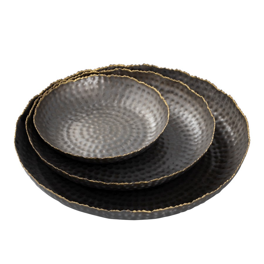 Atlas Lighting Leonard Tray Set of 3 | Bronze and Gold Metal Nesting Trays | Coffee Table & Vanity Organizer | 15 x 15 x 2 in | Model AC11432-01S