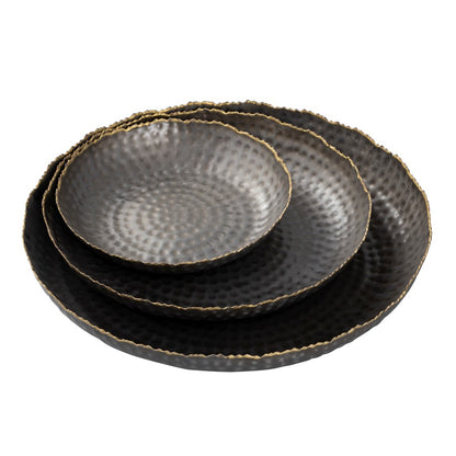 Atlas Lighting Leonard Tray Set of 3 | Bronze and Gold Metal Nesting Trays | Coffee Table & Vanity Organizer | 15 x 15 x 2 in | Model AC11432-01S
