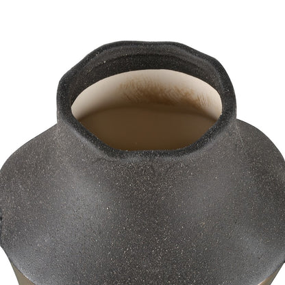 Atlas Lighting Lewis Small Vase | Polished Copper and Black Earthenware | Living Room & Entryway Decor | 5.5 x 5.5 x 12 in | Model AC11433-01