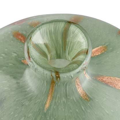Atlas Lighting Lexie Short Vase | Light Green Glass with Gold Accents | Living Room & Entryway Decor | 7.75 x 7.75 x 8 in | Model AC11434-01