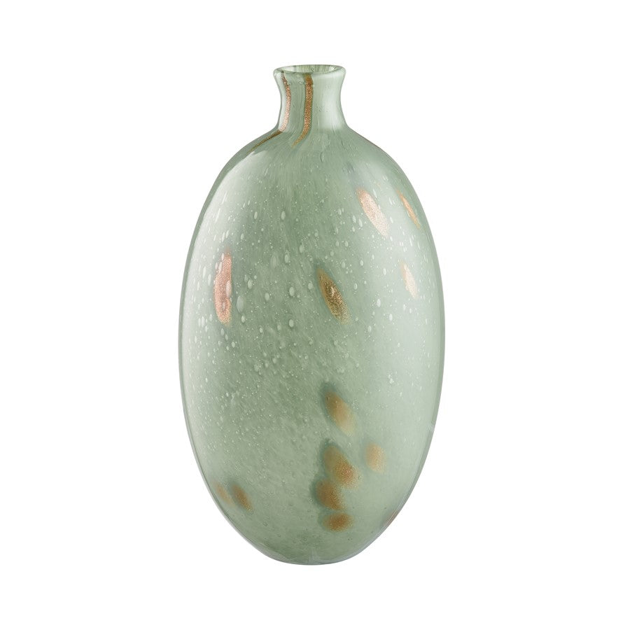 Atlas Lighting Lexie Tall Vase | Light Green Glass with Gold Accents | Living Room & Entryway Decor | 6.25 x 6.25 x 11.75 in | Model AC11435-01