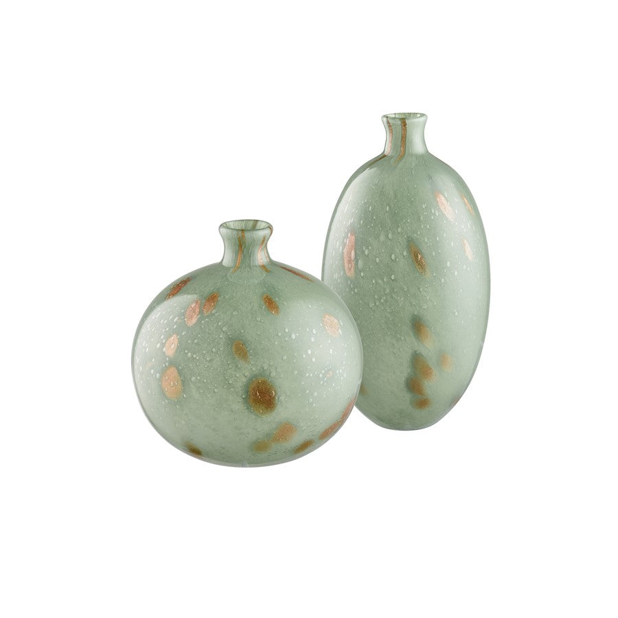 Atlas Lighting Lexie Tall Vase | Light Green Glass with Gold Accents | Living Room & Entryway Decor | 6.25 x 6.25 x 11.75 in | Model AC11435-01