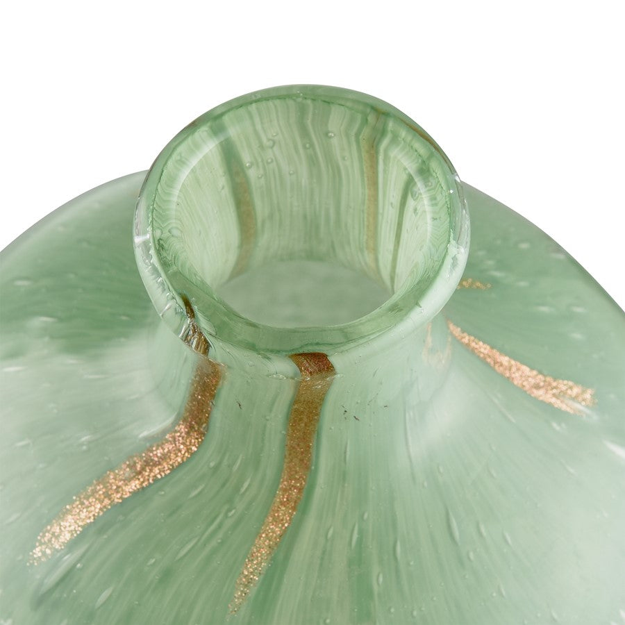 Atlas Lighting Lexie Tall Vase | Light Green Glass with Gold Accents | Living Room & Entryway Decor | 6.25 x 6.25 x 11.75 in | Model AC11435-01
