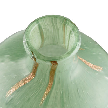 Atlas Lighting Lexie Tall Vase | Light Green Glass with Gold Accents | Living Room & Entryway Decor | 6.25 x 6.25 x 11.75 in | Model AC11435-01