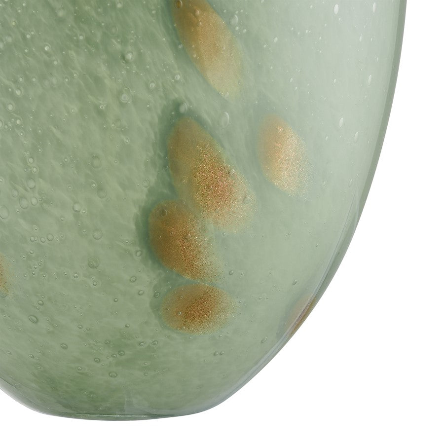Atlas Lighting Lexie Tall Vase | Light Green Glass with Gold Accents | Living Room & Entryway Decor | 6.25 x 6.25 x 11.75 in | Model AC11435-01