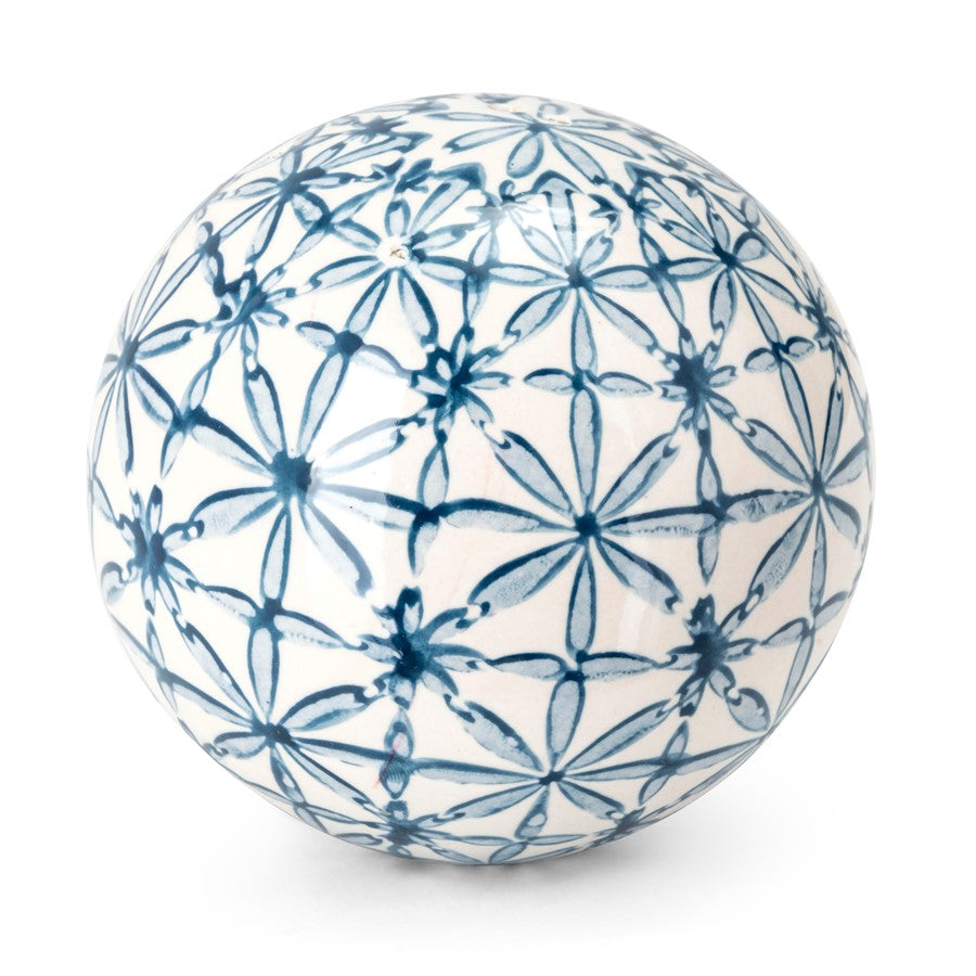 Atlas Lighting Lilith 4in Blue and White Ceramic Orb Set of 5 | Modern Contemporary Earthenware | Decorative Bowl & Centerpiece | Model AC11437-01S