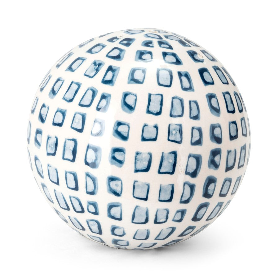 Atlas Lighting Lilith 4in Blue and White Ceramic Orb Set of 5 | Modern Contemporary Earthenware | Decorative Bowl & Centerpiece | Model AC11437-01S
