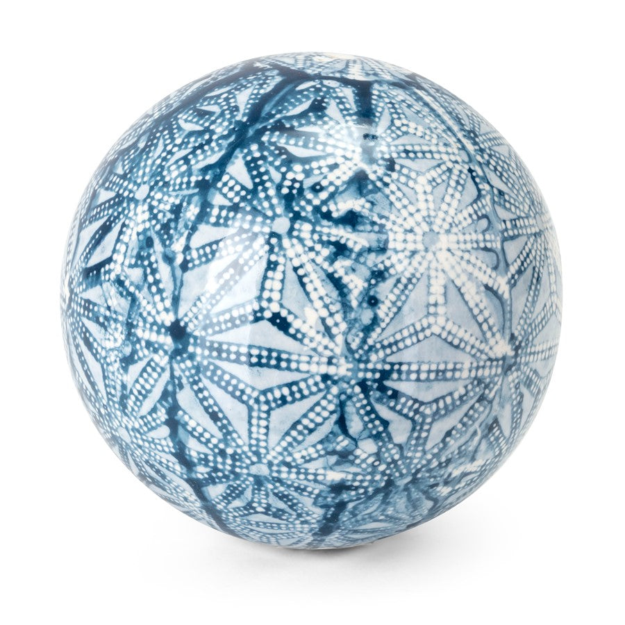 Atlas Lighting Lilith 4in Blue and White Ceramic Orb Set of 5 | Modern Contemporary Earthenware | Decorative Bowl & Centerpiece | Model AC11437-01S