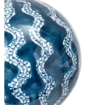Atlas Lighting Lilith 4in Blue and White Ceramic Orb Set of 5 | Modern Contemporary Earthenware | Decorative Bowl & Centerpiece | Model AC11437-01S