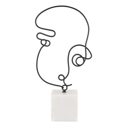 Atlas Lighting Line Drawing 12in Matte Black Metal Figurative Sculpture | Modern Contemporary on Marble Base | Shelf & Tabletop | Model AC11439-01