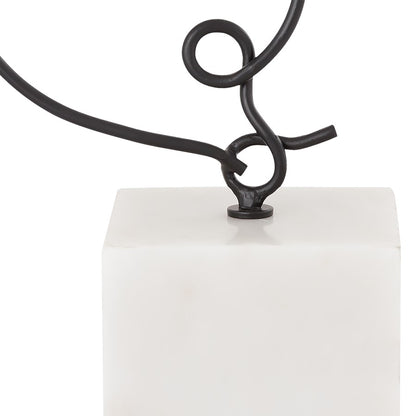 Atlas Lighting Line Drawing 12in Matte Black Metal Figurative Sculpture | Modern Contemporary on Marble Base | Shelf & Tabletop | Model AC11439-01
