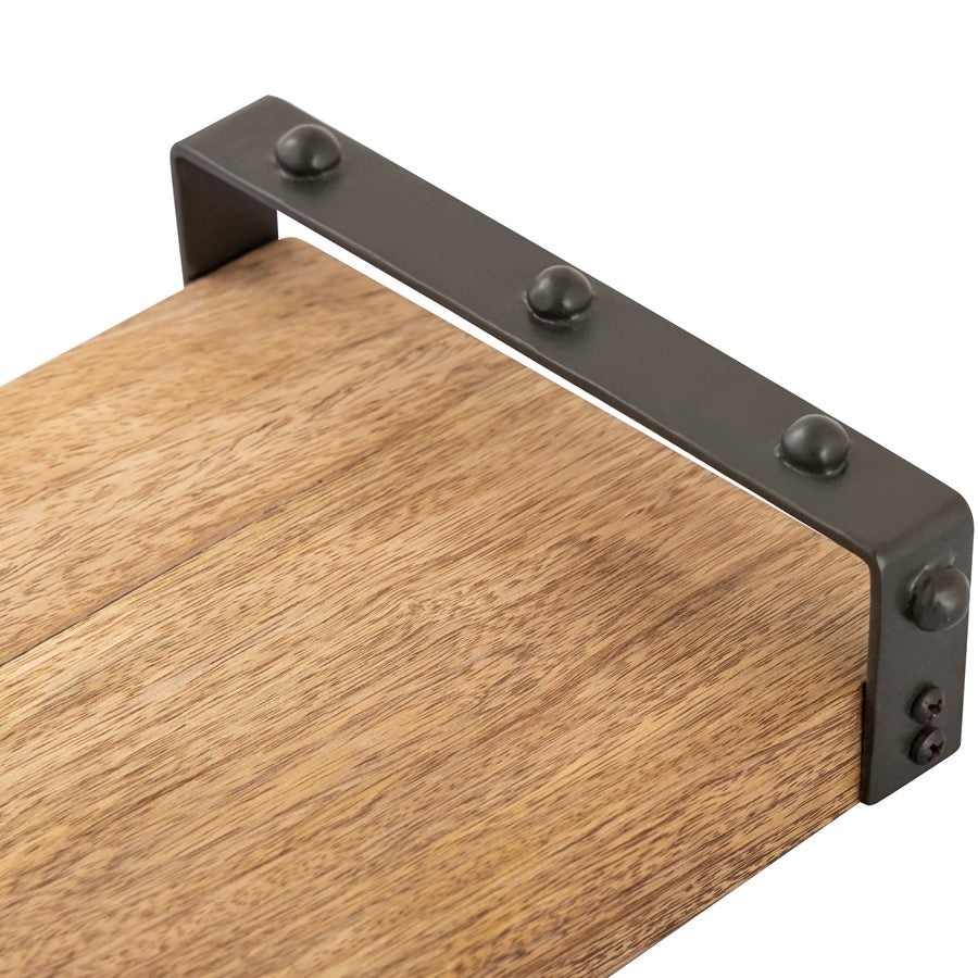 Atlas Lighting Linwood 17in Natural Mango Wood Serving Tray | Transitional with Black Iron Handles | Kitchen & Coffee Table | Model AC11440-01