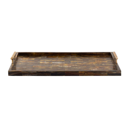 Atlas Lighting Little Horn Tray | Transitional Horn Composite with Brass Metal Handles | Coffee Table & Entryway Serving Tray | Model AC11443-01