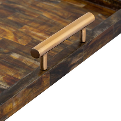 Atlas Lighting Little Horn Tray | Transitional Horn Composite with Brass Metal Handles | Coffee Table & Entryway Serving Tray | Model AC11443-01