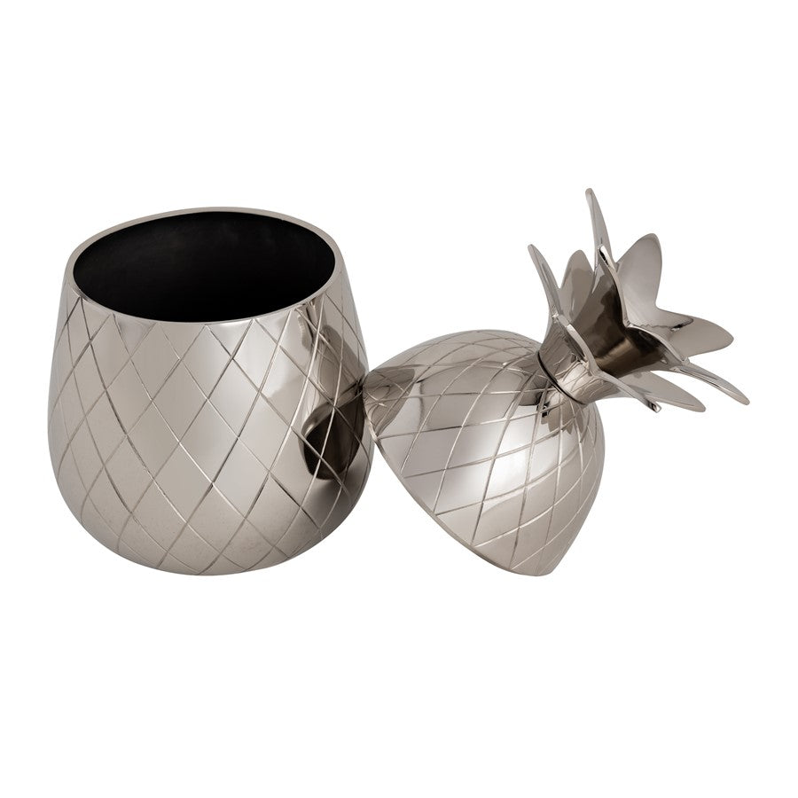 Atlas Lighting Little Island Pineapple Object | Transitional Silver Metal Decorative Box | Bookshelf & Tabletop Decor | Model AC11444-01