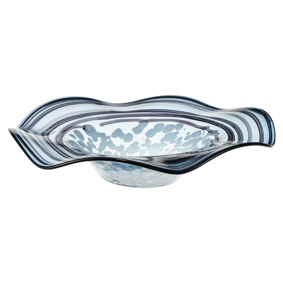 Atlas Lighting Loch Seaforth 16in Decorative Bowl | Translucent Blue and White Glass | Coastal & Transitional Decor | Model AC11446-01