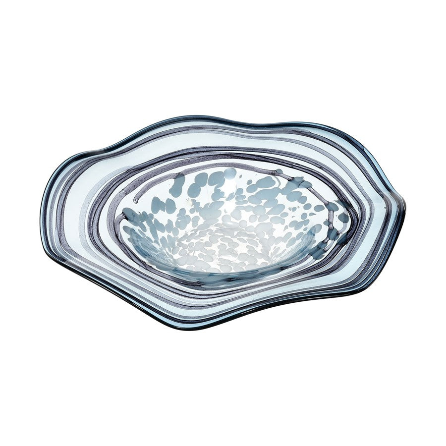 Atlas Lighting Loch Seaforth 16in Decorative Bowl | Translucent Blue and White Glass | Coastal & Transitional Decor | Model AC11446-01