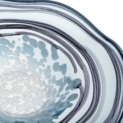 Atlas Lighting Loch Seaforth 16in Decorative Bowl | Translucent Blue and White Glass | Coastal & Transitional Decor | Model AC11446-01