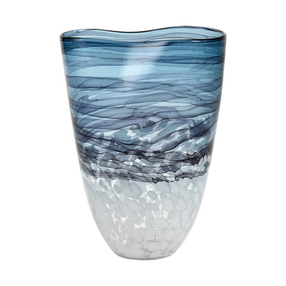 Atlas Lighting Loch Seaforth 8in Small Vase | Translucent Blue and White Glass | Coastal & Transitional Decor | 8 x 7 x 11.5 in | Model AC11447-01
