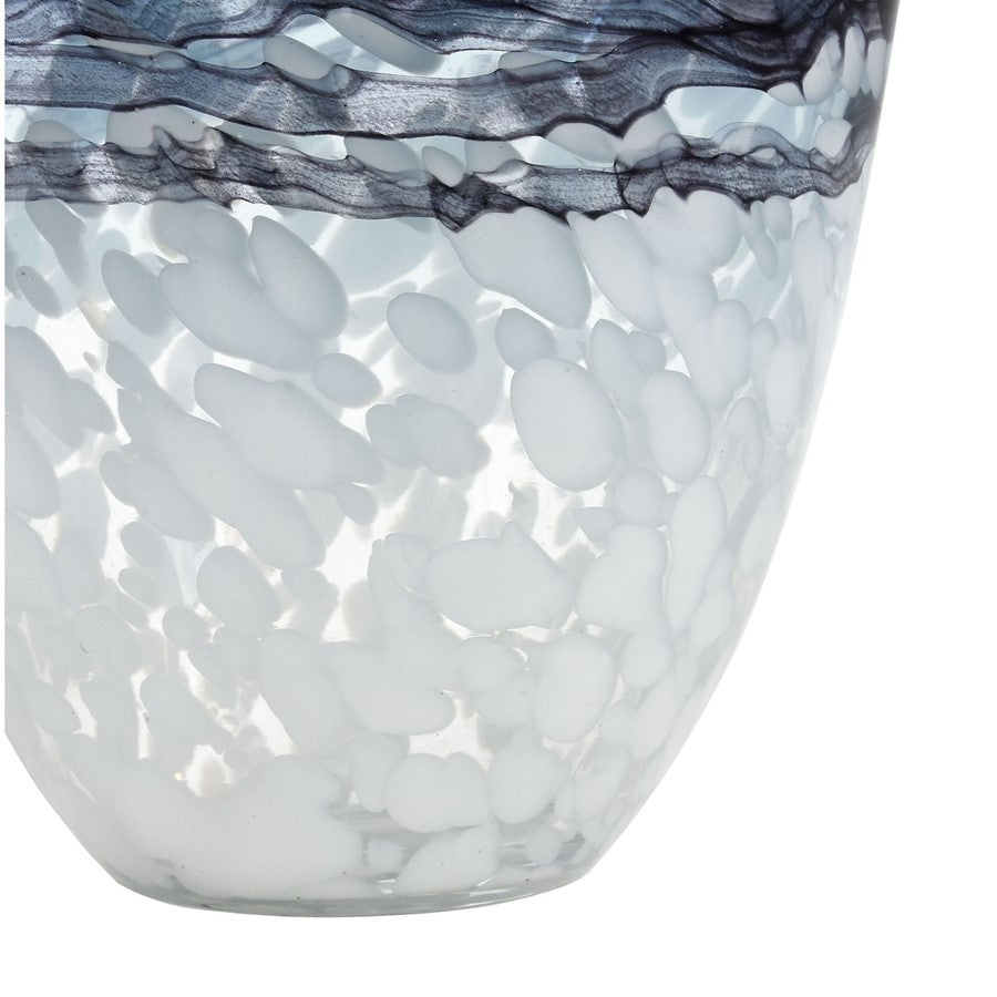 Atlas Lighting Loch Seaforth 8in Small Vase | Translucent Blue and White Glass | Coastal & Transitional Decor | 8 x 7 x 11.5 in | Model AC11447-01