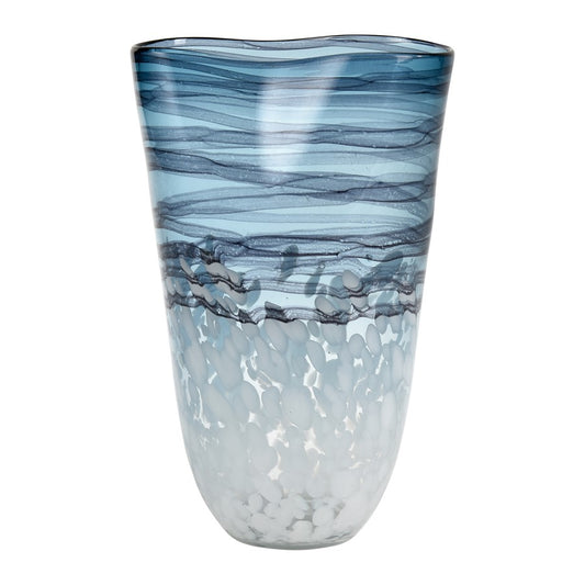 Atlas Lighting Loch Seaforth 9in Large Vase | Translucent Blue and White Glass | Coastal & Transitional Decor | 9 x 8 x 15 in | Model AC11447-02