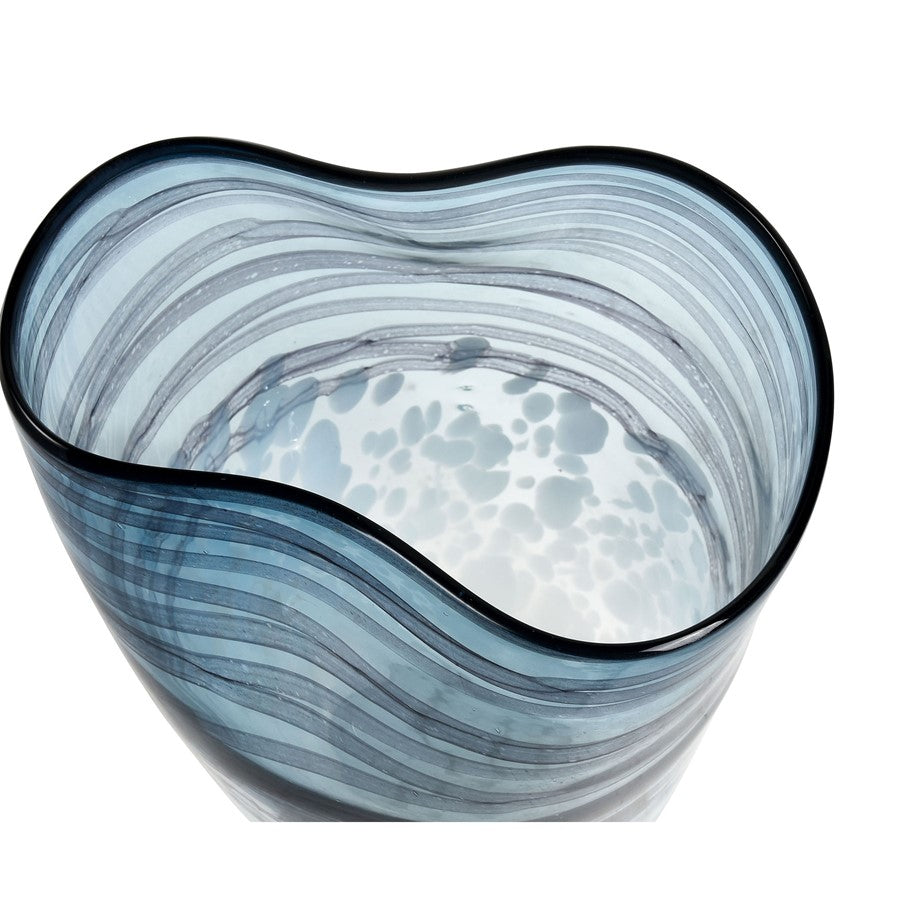 Atlas Lighting Loch Seaforth 9in Large Vase | Translucent Blue and White Glass | Coastal & Transitional Decor | 9 x 8 x 15 in | Model AC11447-02