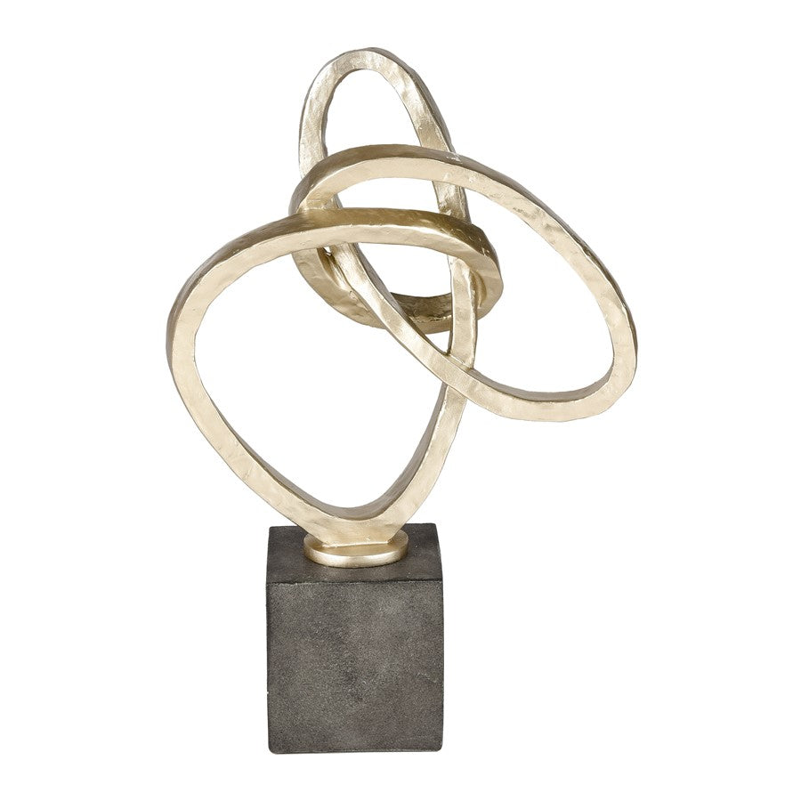 Atlas Lighting Loop Chain Sculpture | Modern Champagne Gold and Aged Black Composite | Shelf & Tabletop Decor | 11.5 x 4.25 x 17 in | Model AC11449-01