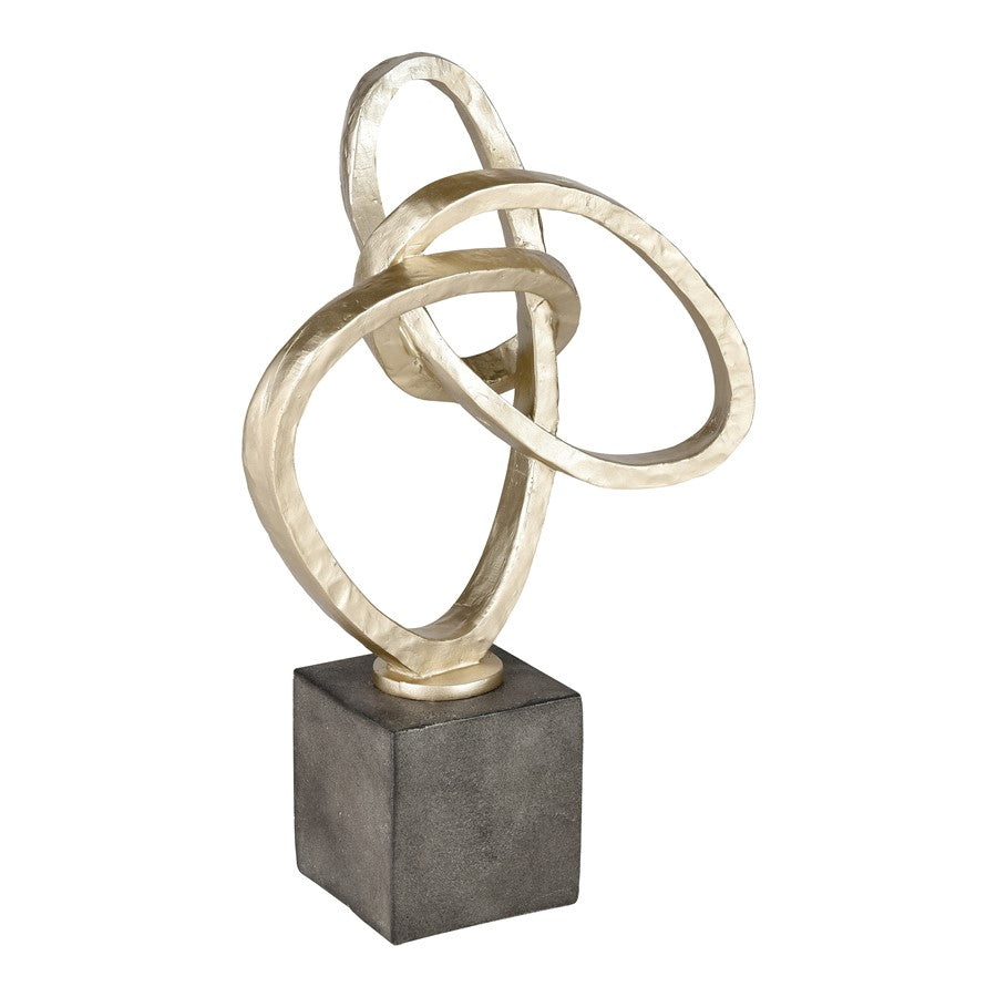 Atlas Lighting Loop Chain Sculpture | Modern Champagne Gold and Aged Black Composite | Shelf & Tabletop Decor | 11.5 x 4.25 x 17 in | Model AC11449-01